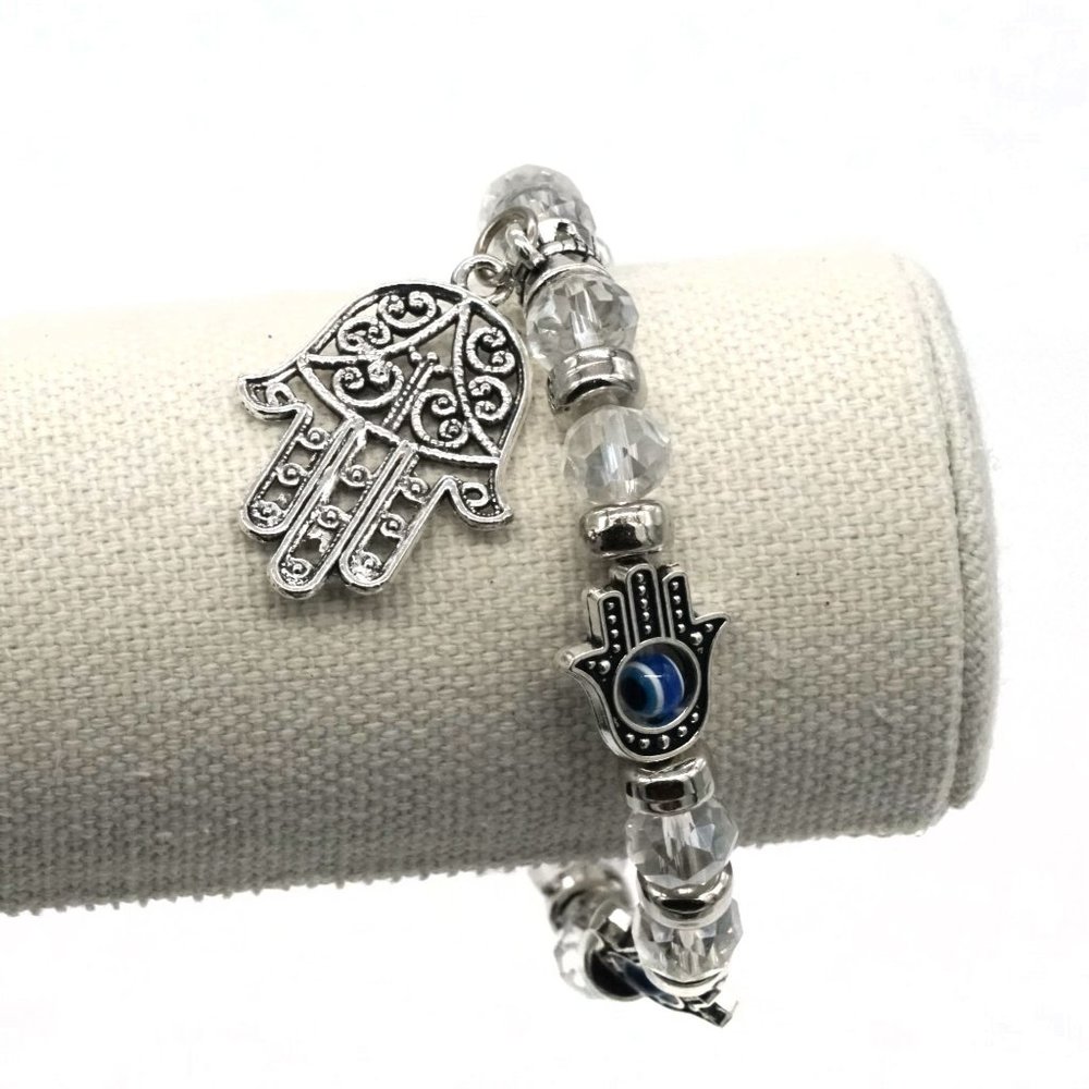 Bracelet Hasma Chakra Evil Eye Silver accents. OS. - Picture 2 of 2